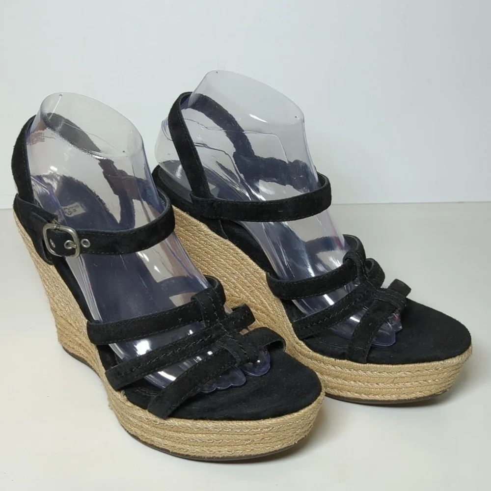 UGG Callia Platform jute/espadrille wedge sandal women's size 9